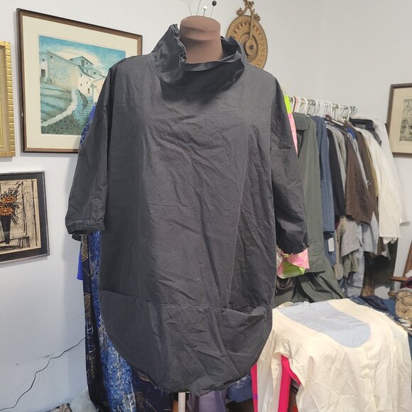 Vintage 90's Oversized Skif Black Cowl Neck Cotton Top - Picture 4 of 10